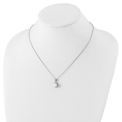 Sterling Silver Cheryl M Rhodium-Plated Freshwater Cultured Pearl And Brilliant-Cut Cz 18 Inch Necklace