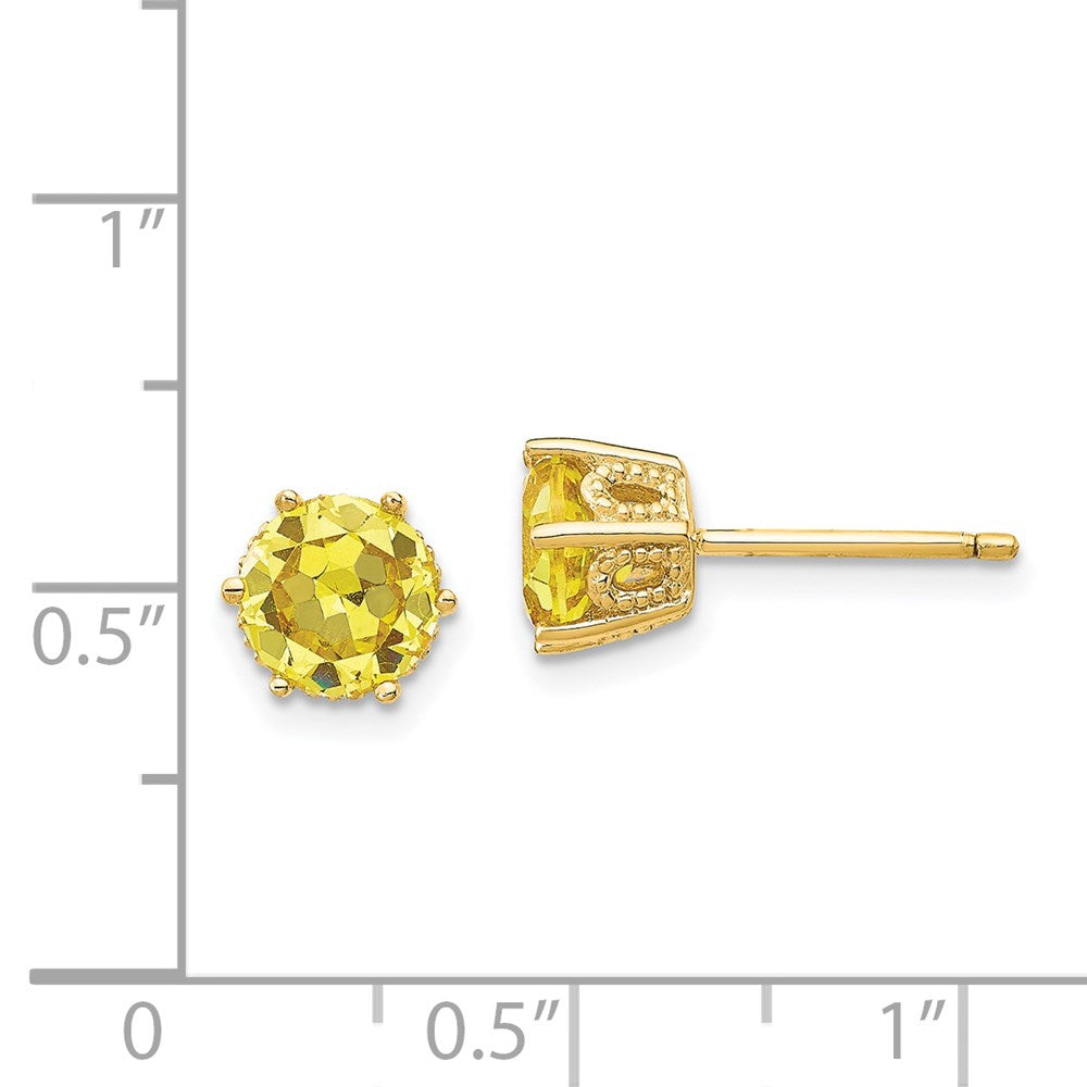 Sterling Silver Cheryl M Gold-Plated Yellow Brilliant-Cut 6.5mm Cz Stud Post Earrings