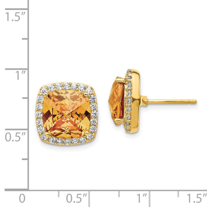 Sterling Silver Cheryl M Gold-Plated Brilliant-Cut Champagne And White Cz Post Earrings