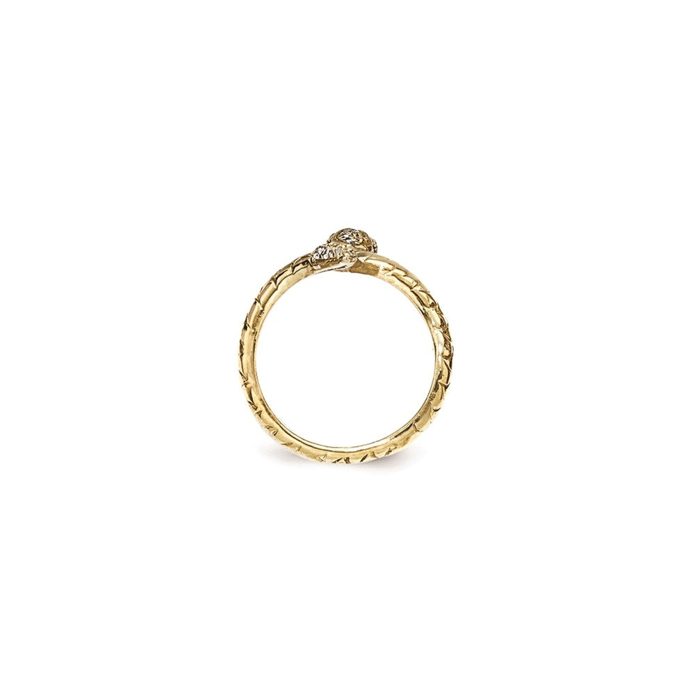 Sterling Silver Cheryl M Gold-Plated Brilliant-Cut Black And White Cz Snake Ring