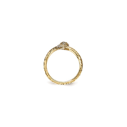 Sterling Silver Cheryl M Gold-Plated Brilliant-Cut Black And White Cz Snake Ring