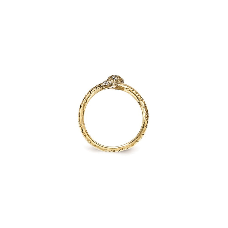 Sterling Silver Cheryl M Gold-Plated Brilliant-Cut Black And White Cz Snake Ring