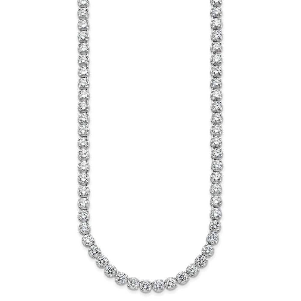 Sterling Silver Cheryl M Rhodium-Plated Brilliant-Cut Cz 18 Inch Necklace