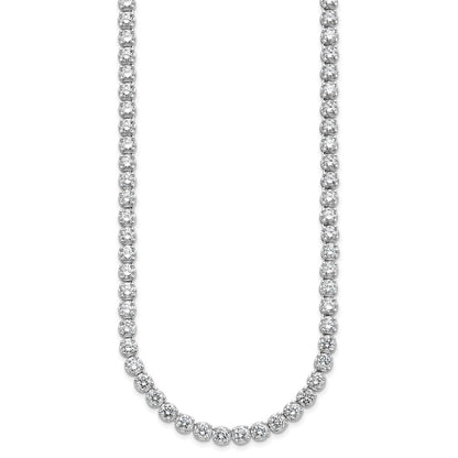 Sterling Silver Cheryl M Rhodium-Plated Brilliant-Cut Cz 18 Inch Necklace
