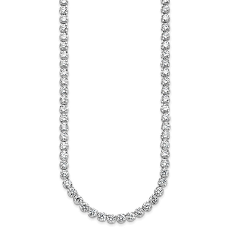 Sterling Silver Cheryl M Rhodium-Plated Brilliant-Cut Cz 18 Inch Necklace
