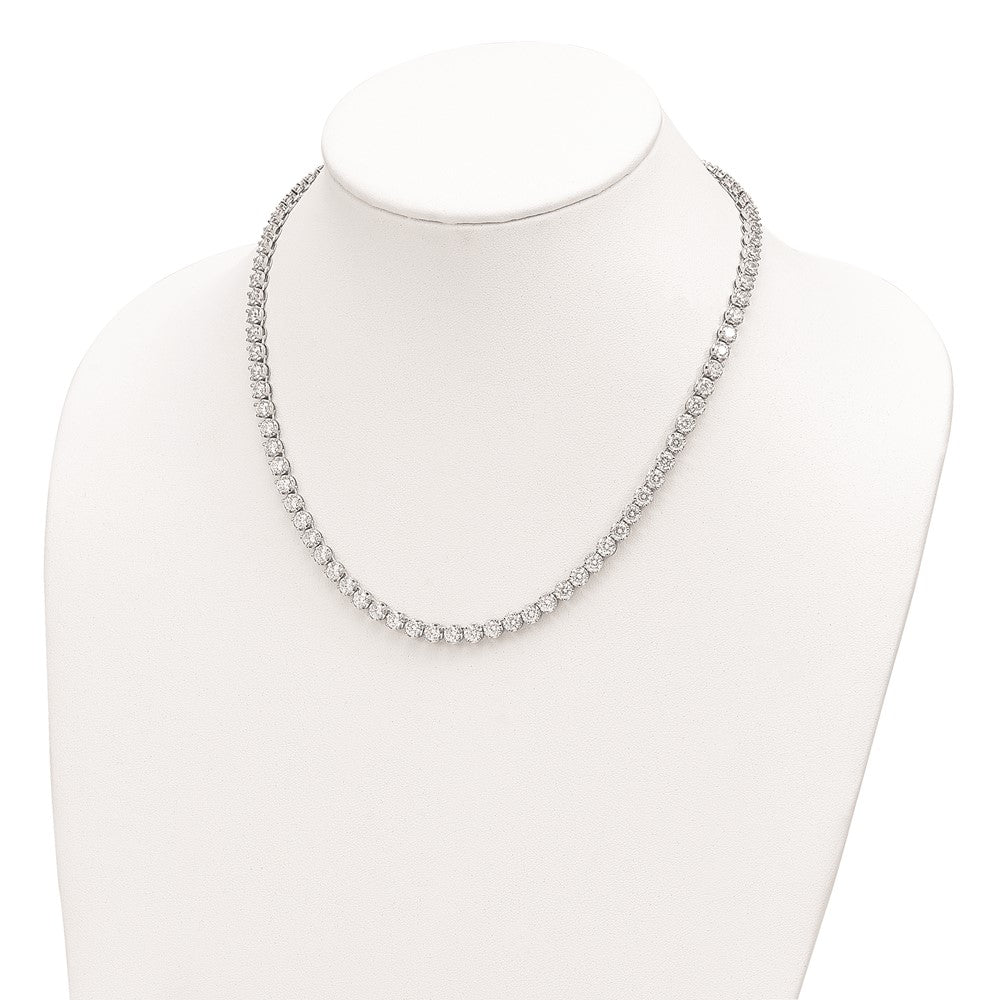 Sterling Silver Cheryl M Rhodium-Plated Brilliant-Cut Cz 18 Inch Necklace