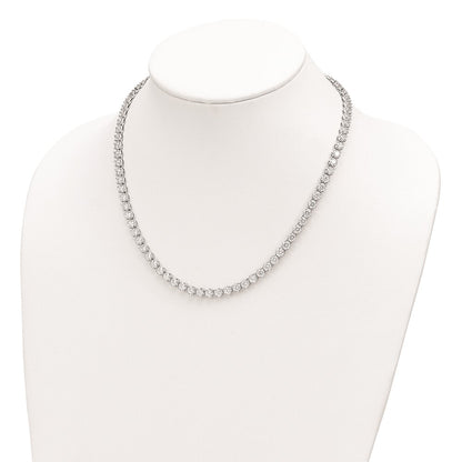 Sterling Silver Cheryl M Rhodium-Plated Brilliant-Cut Cz 18 Inch Necklace