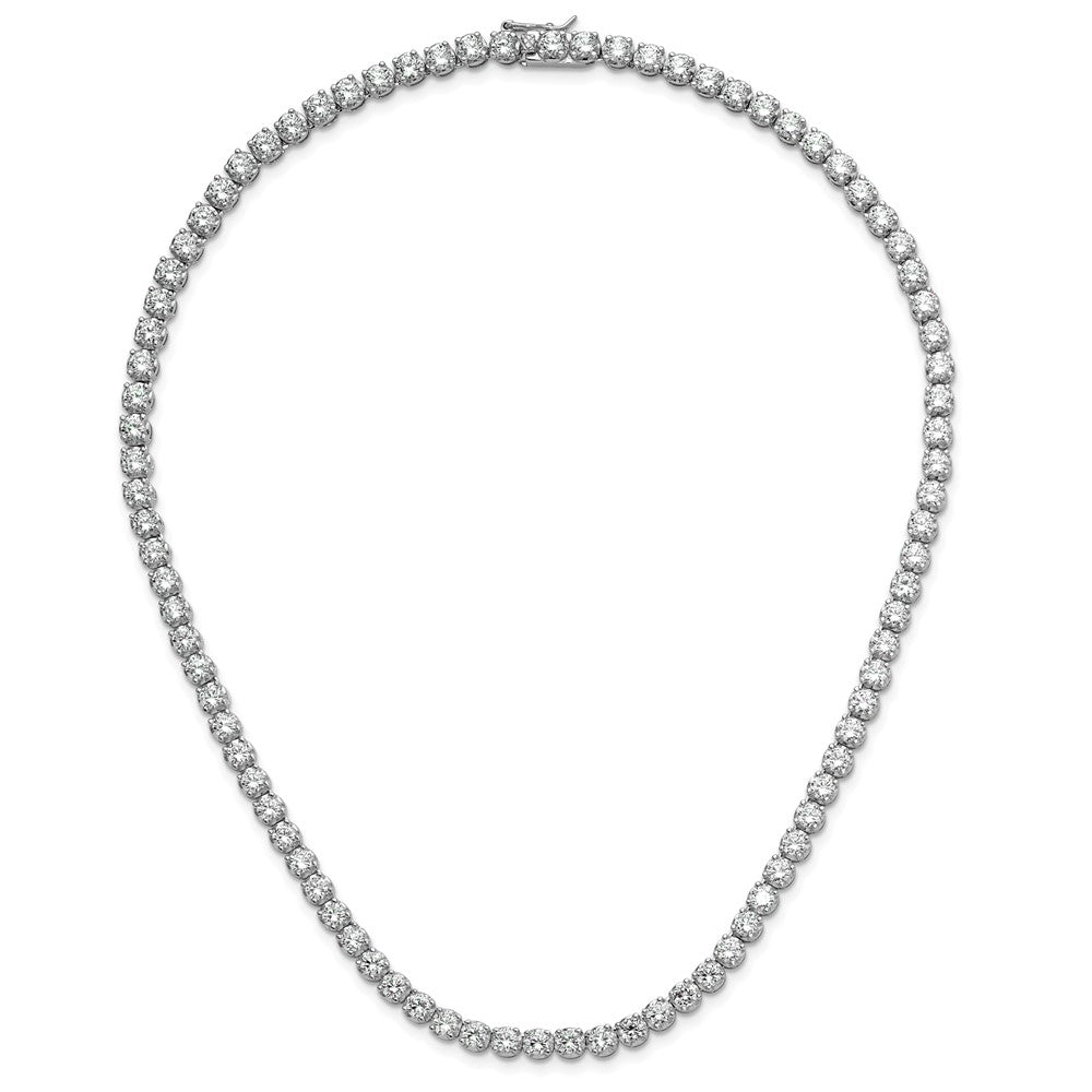 Sterling Silver Cheryl M Rhodium-Plated Brilliant-Cut Cz 18 Inch Necklace