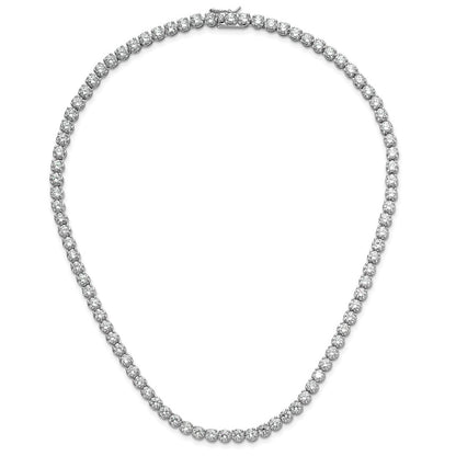 Sterling Silver Cheryl M Rhodium-Plated Brilliant-Cut Cz 18 Inch Necklace