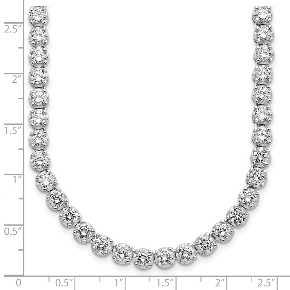 Sterling Silver Cheryl M Rhodium-Plated Brilliant-Cut Cz 18 Inch Necklace