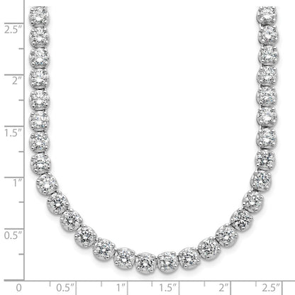 Sterling Silver Cheryl M Rhodium-Plated Brilliant-Cut Cz 18 Inch Necklace