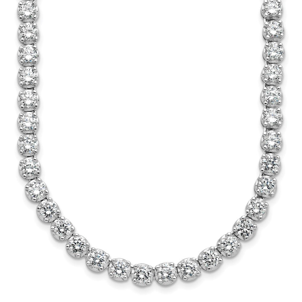 Sterling Silver Cheryl M Rhodium-Plated Brilliant-Cut Cz 18 Inch Necklace