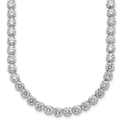 Sterling Silver Cheryl M Rhodium-Plated Brilliant-Cut Cz 18 Inch Necklace