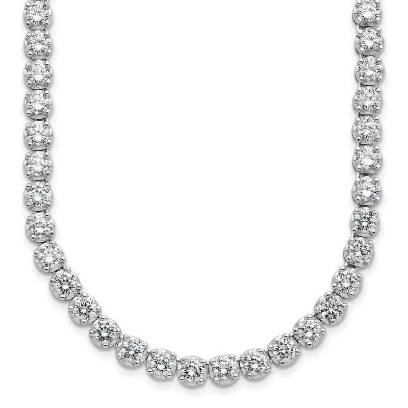 Sterling Silver Cheryl M Rhodium-Plated Brilliant-Cut Cz 18 Inch Necklace