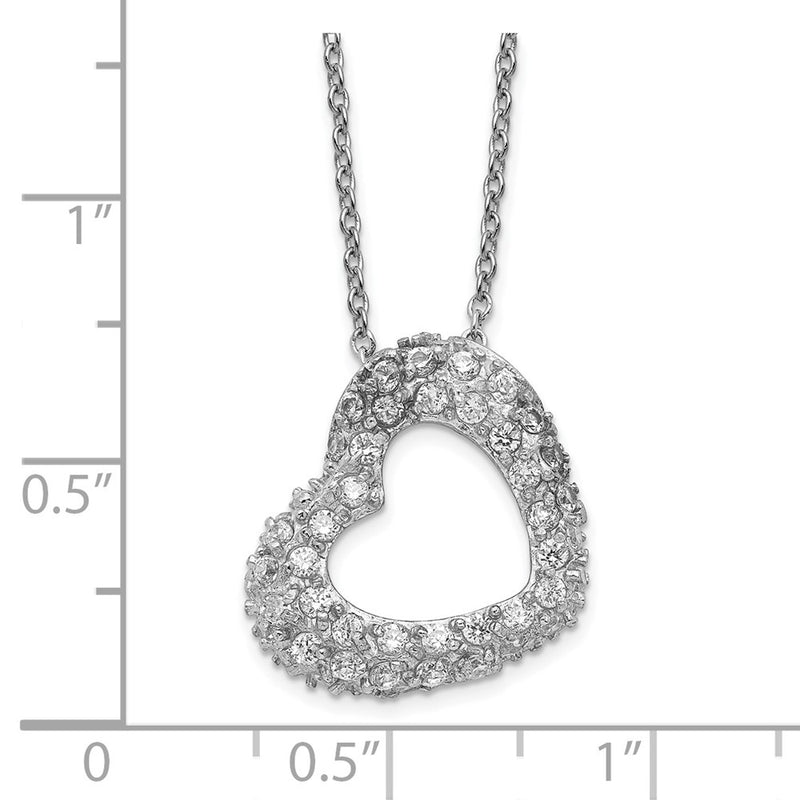 Sterling Silver Cheryl M Cz Heart Necklace