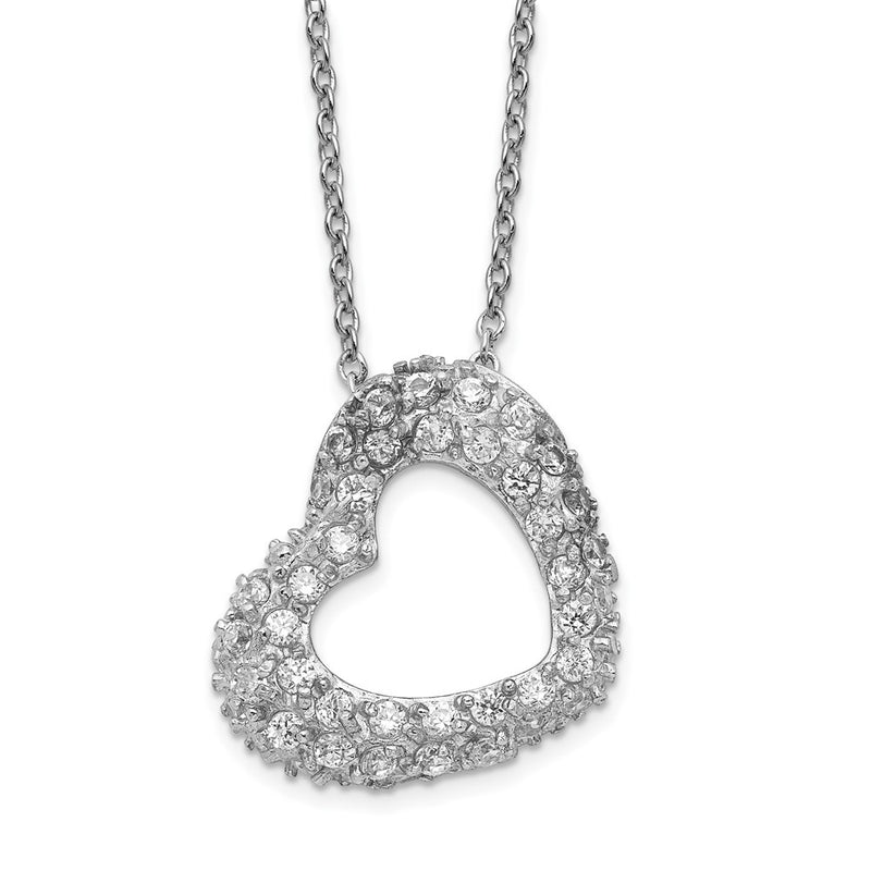 Sterling Silver Cheryl M Cz Heart Necklace