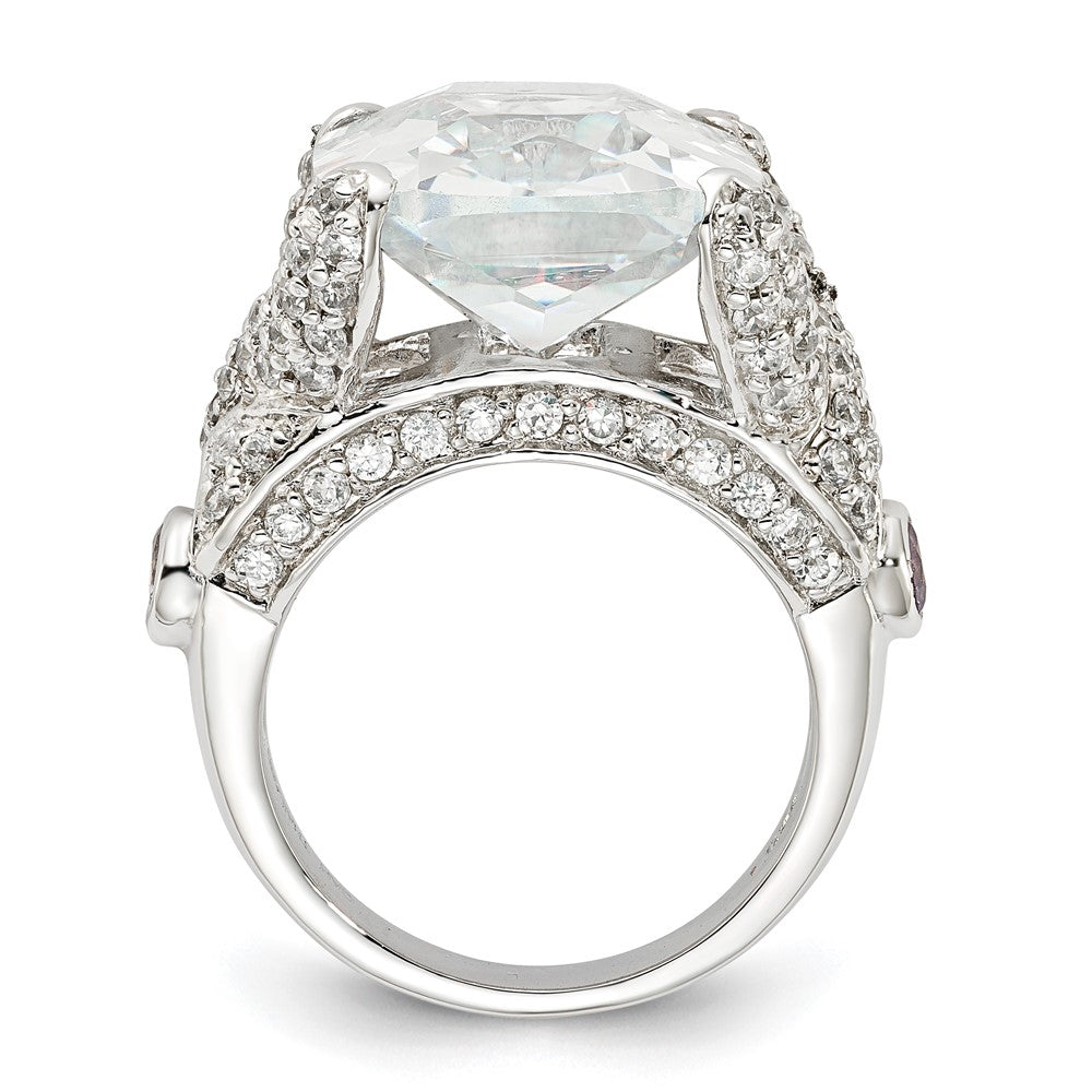 Sterling Silver Cz Square Ring