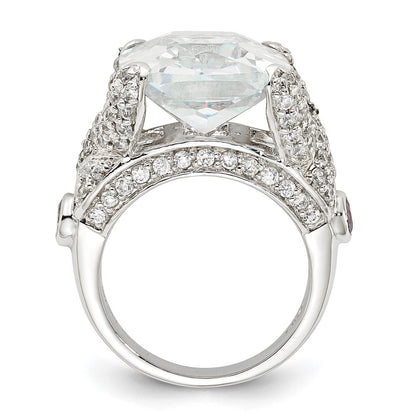 Sterling Silver Cz Square Ring