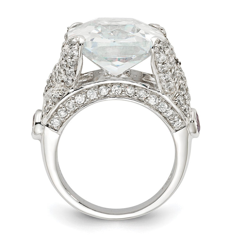 Sterling Silver Cz Square Ring
