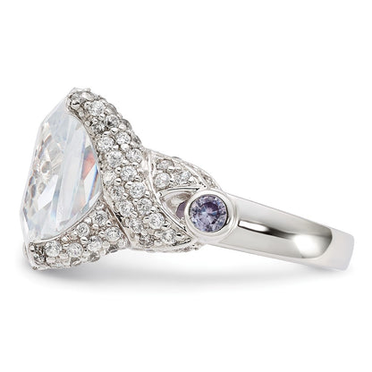 Sterling Silver Cz Square Ring