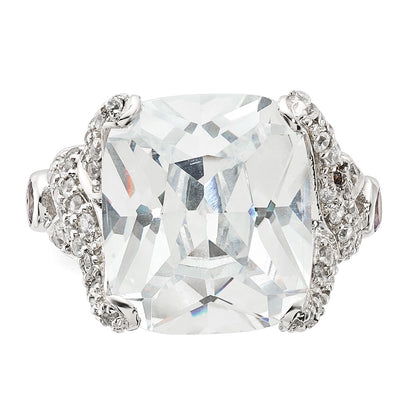 Sterling Silver Cz Square Ring