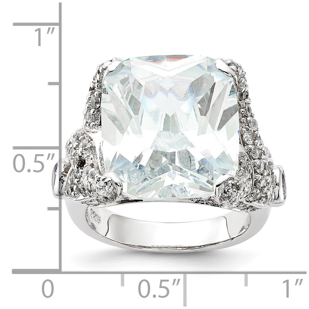 Sterling Silver Cz Square Ring