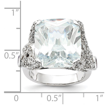 Sterling Silver Cz Square Ring