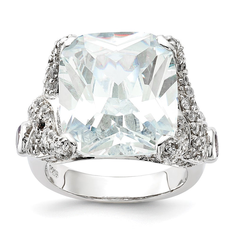 Sterling Silver Cz Square Ring