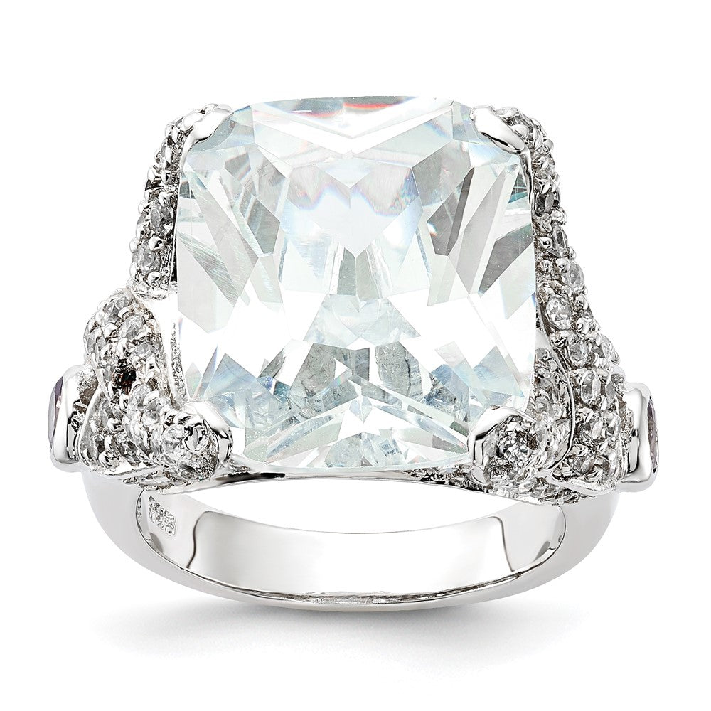 Sterling Silver Cz Square Ring