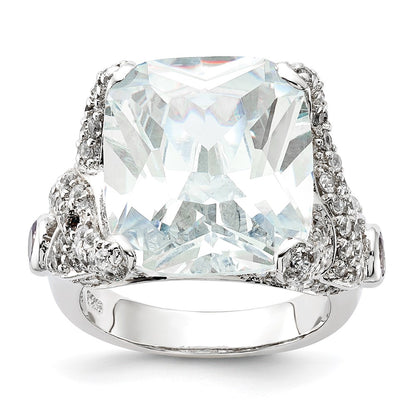 Sterling Silver Cz Square Ring