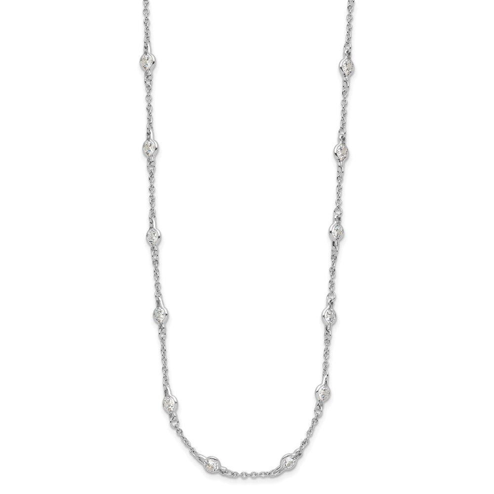 Sterling Silver Cheryl M Rhodium-Plated Brilliant-Cut Round Cz 42 Station 36 Inch Necklace