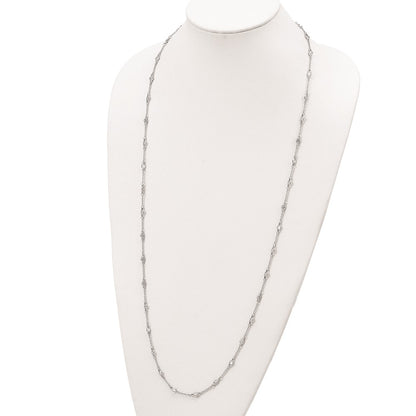 Sterling Silver Cheryl M Rhodium-Plated Brilliant-Cut Round Cz 42 Station 36 Inch Necklace