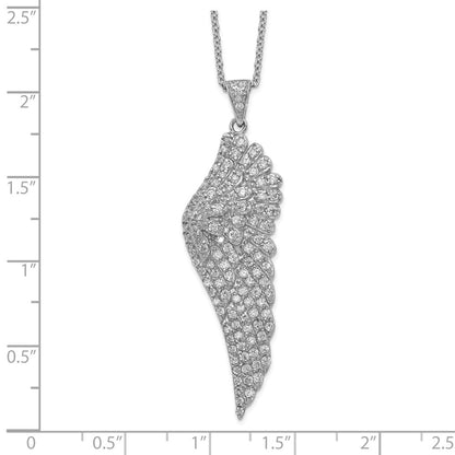 Sterling Silver Cheryl M Rhodium-Plated Brilliant-Cut Cz Angel Wing 18 Inch Necklace