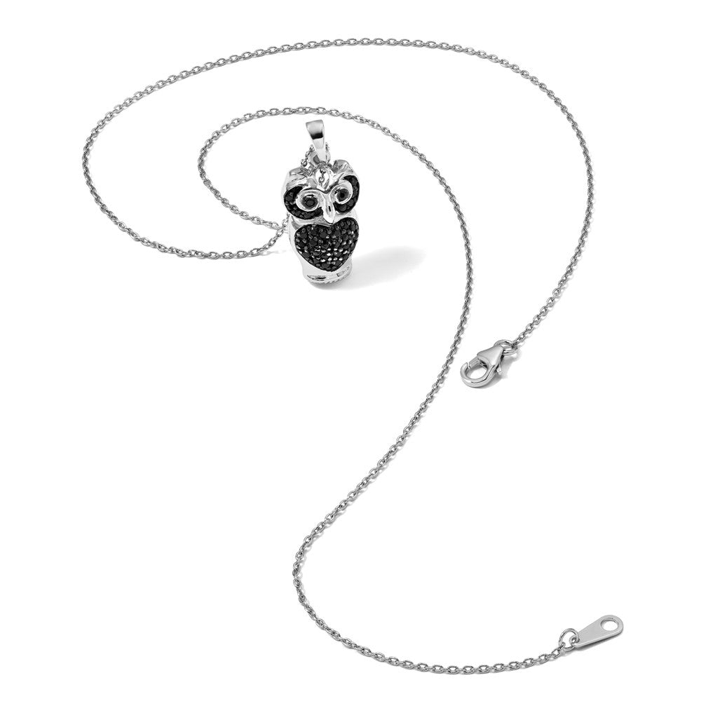 Sterling Silver Cheryl M Black Cz Owl Necklace