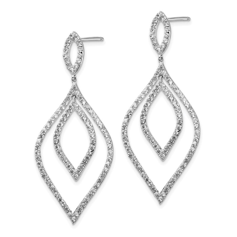 Sterling Silver Cheryl M Rhodium-Plated Brilliant-Cut Cz Fancy Flames Post Dangle Earrings