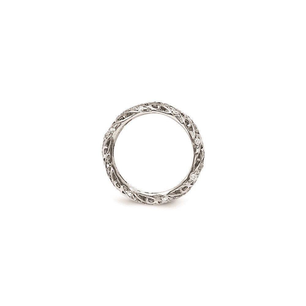 Sterling Silver Cz Lines & Swirls Ring
