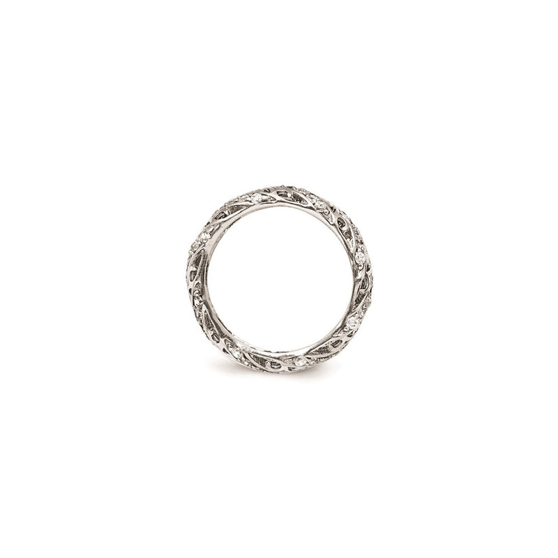 Sterling Silver Cz Lines & Swirls Ring