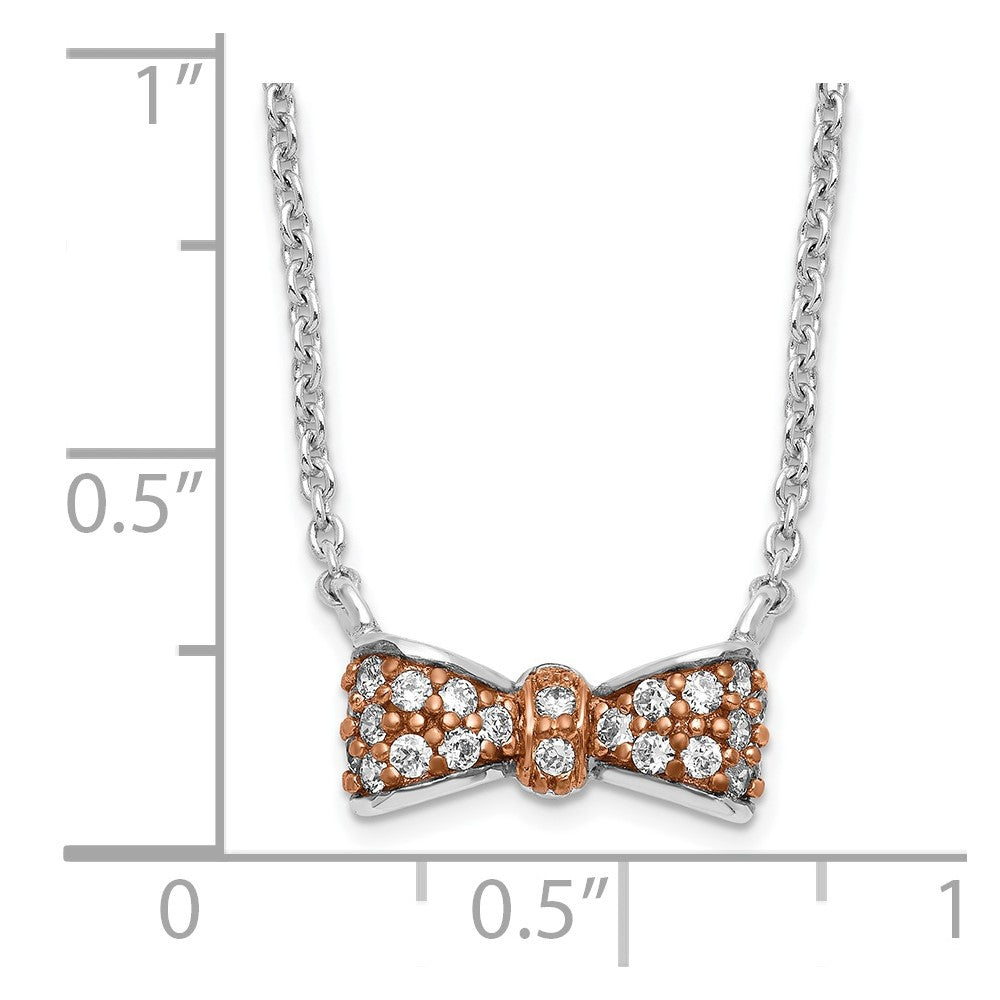 Sterling Silver Cheryl M Rose Gold-Plated & Cz Bow Necklace