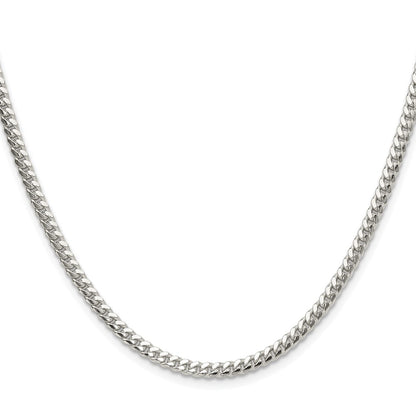 Sterling Silver Rhodium-Plated Polished 3.4mm Domed Curb Chain