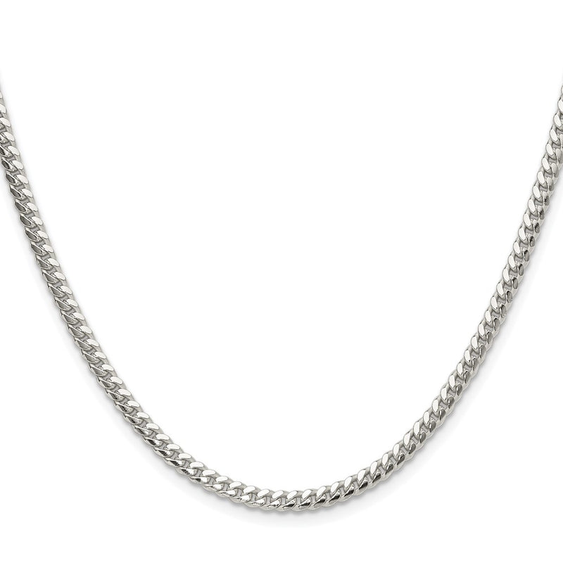 Sterling Silver Rhodium-Plated Polished 3.4mm Domed Curb Chain