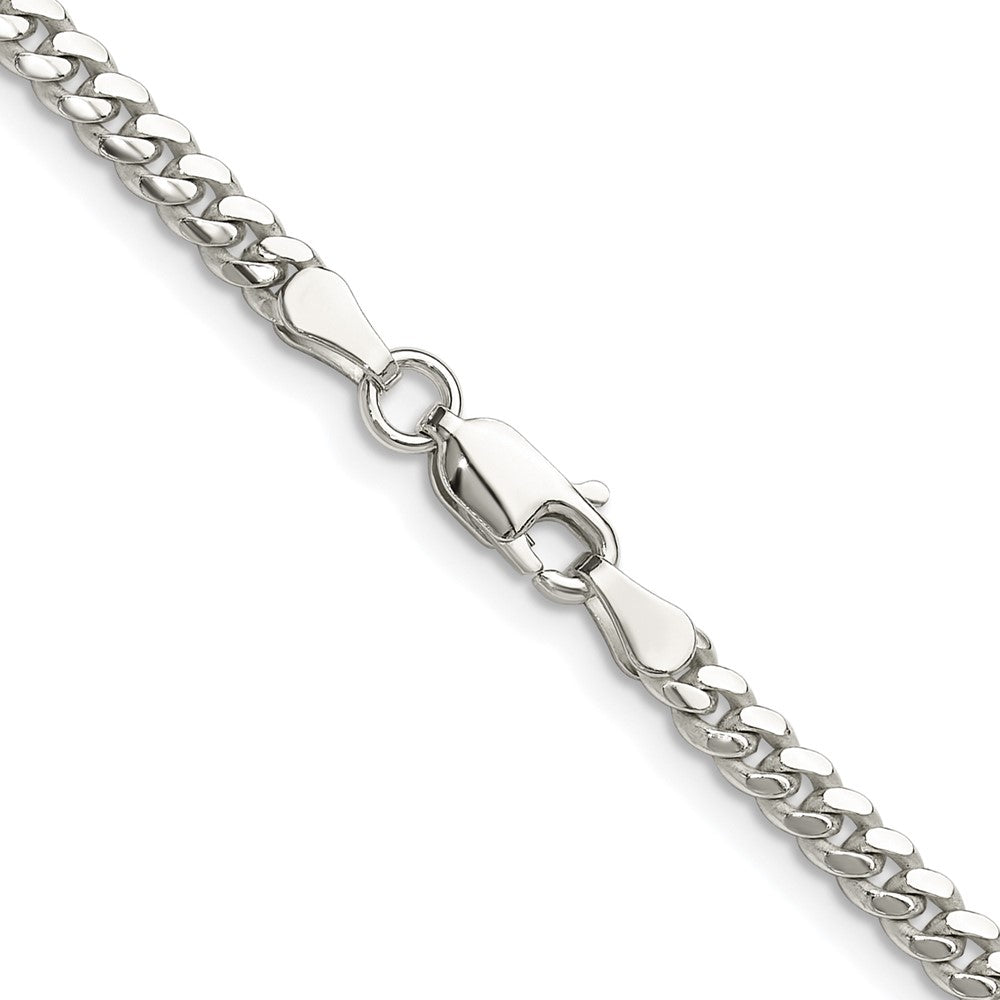 Sterling Silver Rhodium-Plated Polished 3.4mm Domed Curb Chain