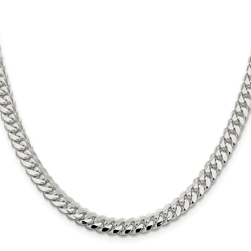 26 Inch Sterling Silver 6.4mm Polished Domed Curb Chain Necklace