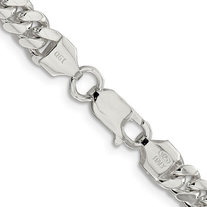 26 Inch Sterling Silver 6.4mm Polished Domed Curb Chain Necklace