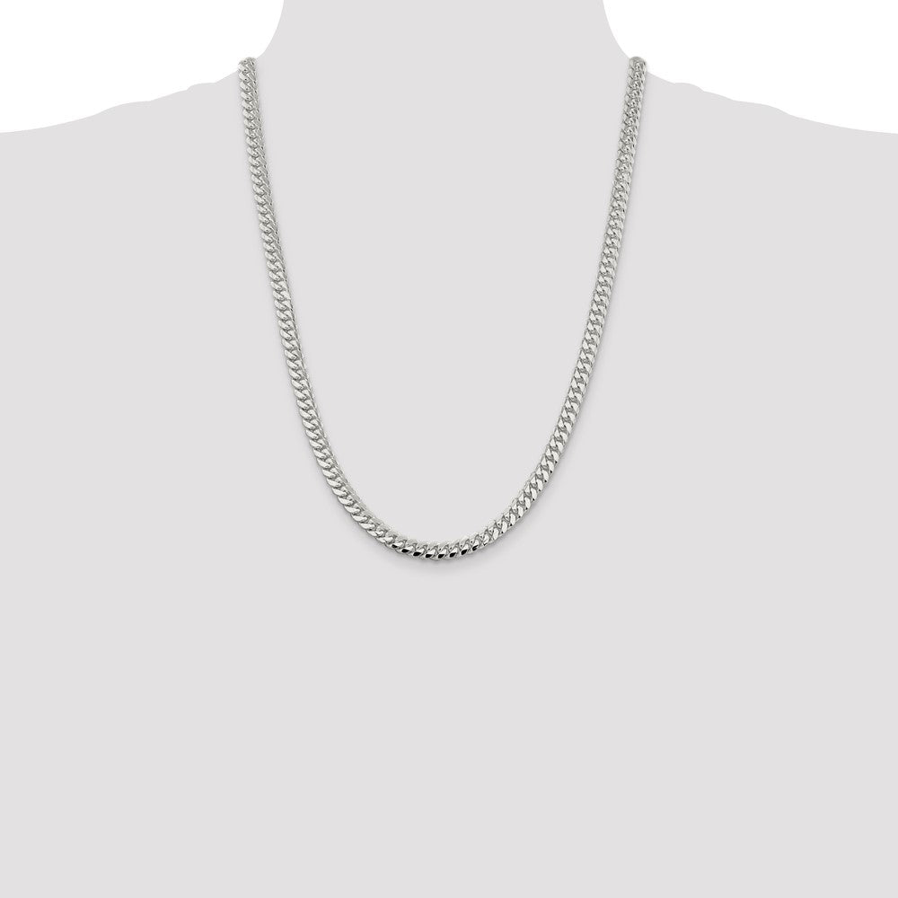 24 Inch Sterling Silver 6.4mm Polished Domed Curb Chain Necklace