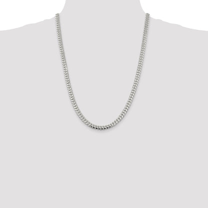 24 Inch Sterling Silver 6.4mm Polished Domed Curb Chain Necklace