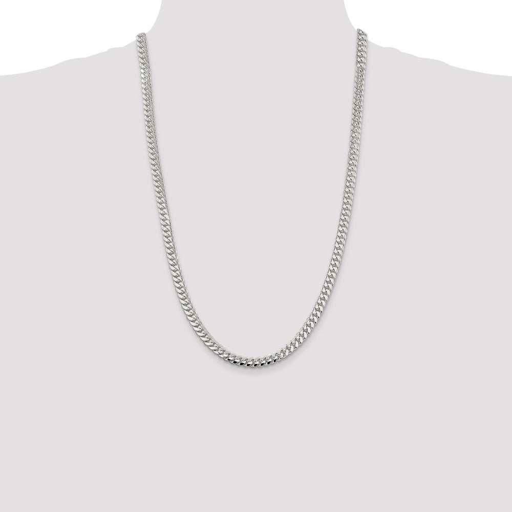 26 Inch Sterling Silver 6.4mm Polished Domed Curb Chain Necklace