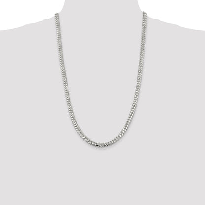 26 Inch Sterling Silver 6.4mm Polished Domed Curb Chain Necklace