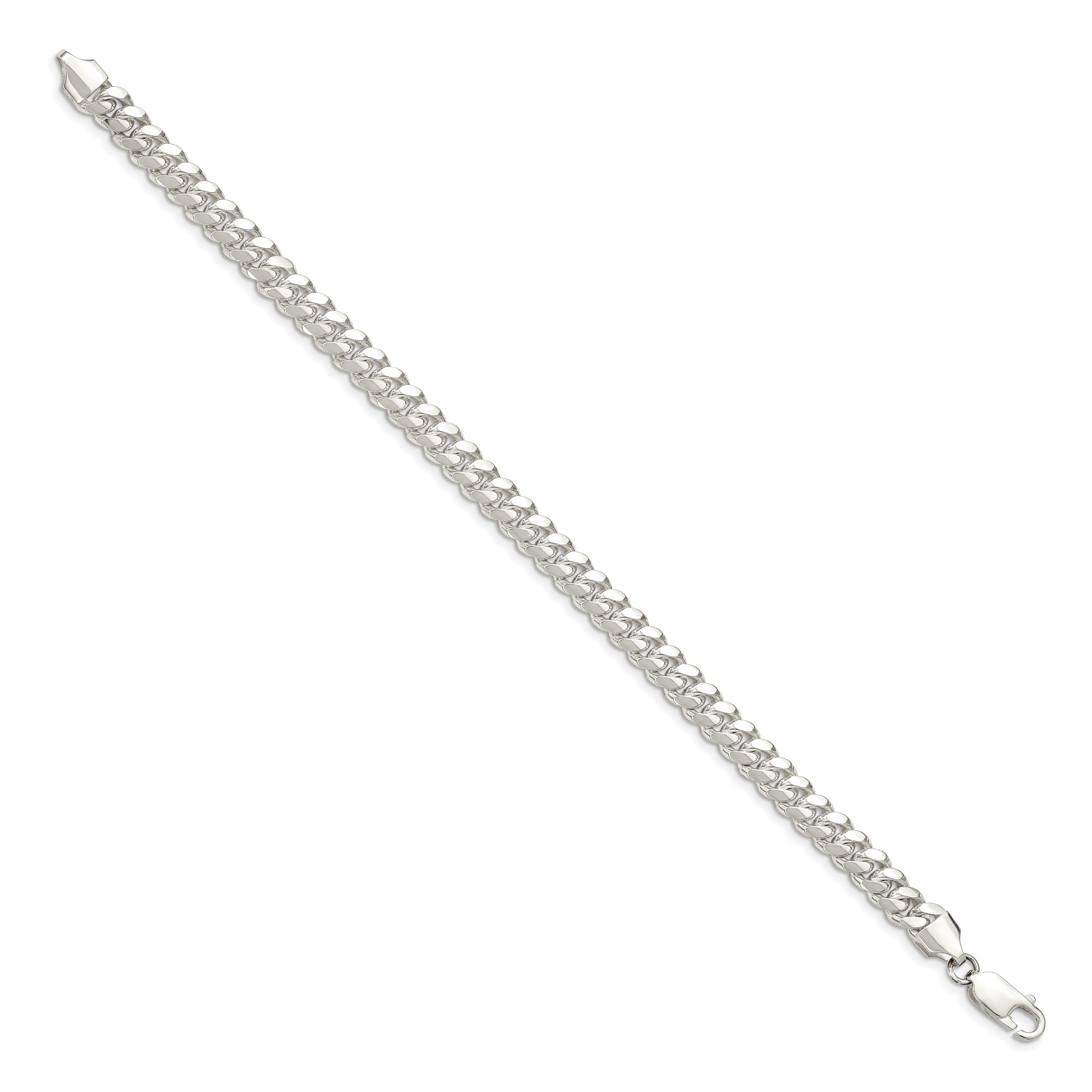 7 Inch Sterling Silver 6.4mm Polished Domed Curb Chain