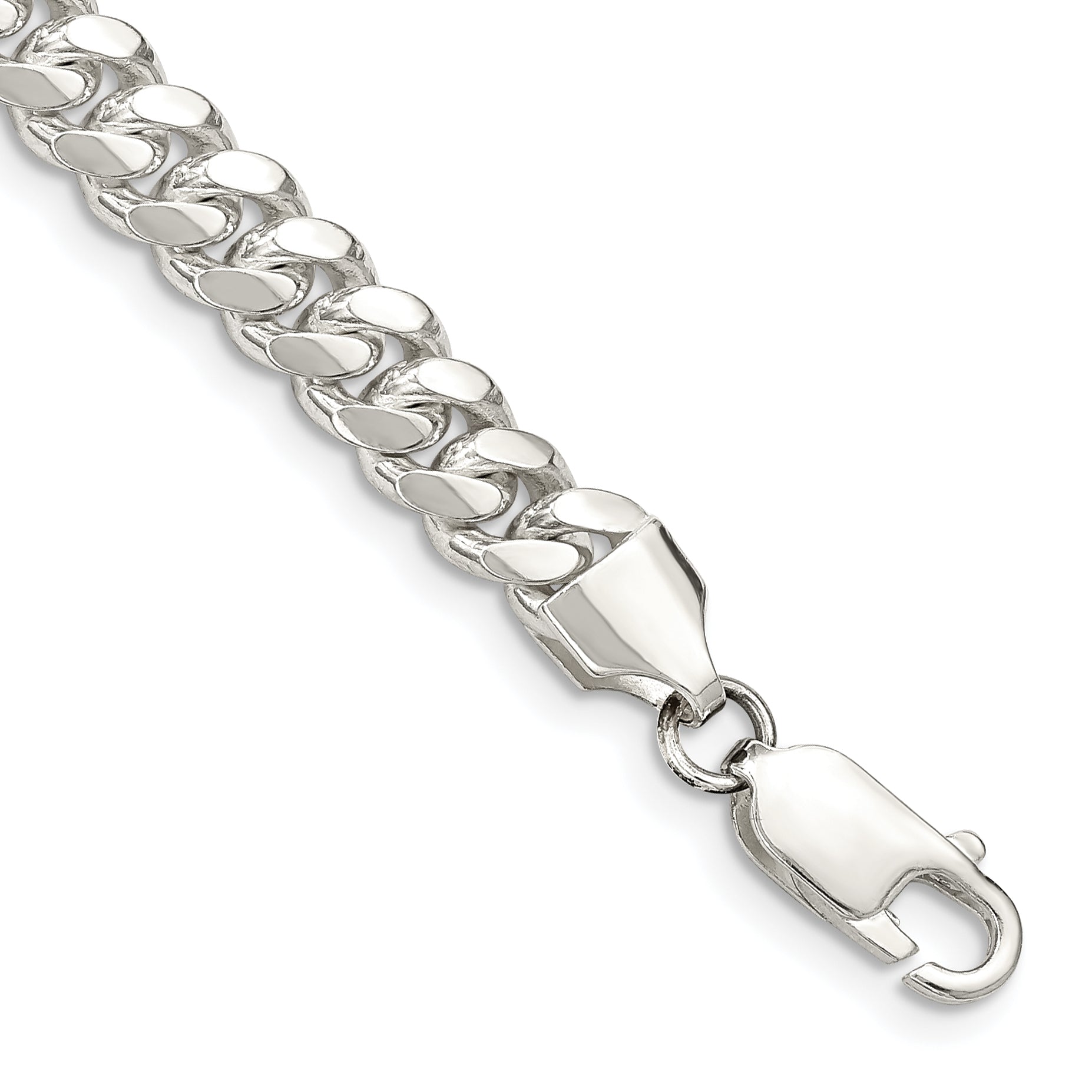 7 Inch Sterling Silver 6.4mm Polished Domed Curb Chain