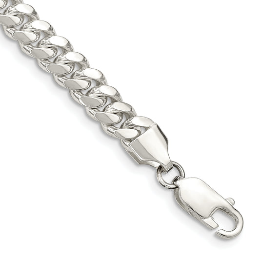 7 Inch Sterling Silver 6.4mm Polished Domed Curb Chain